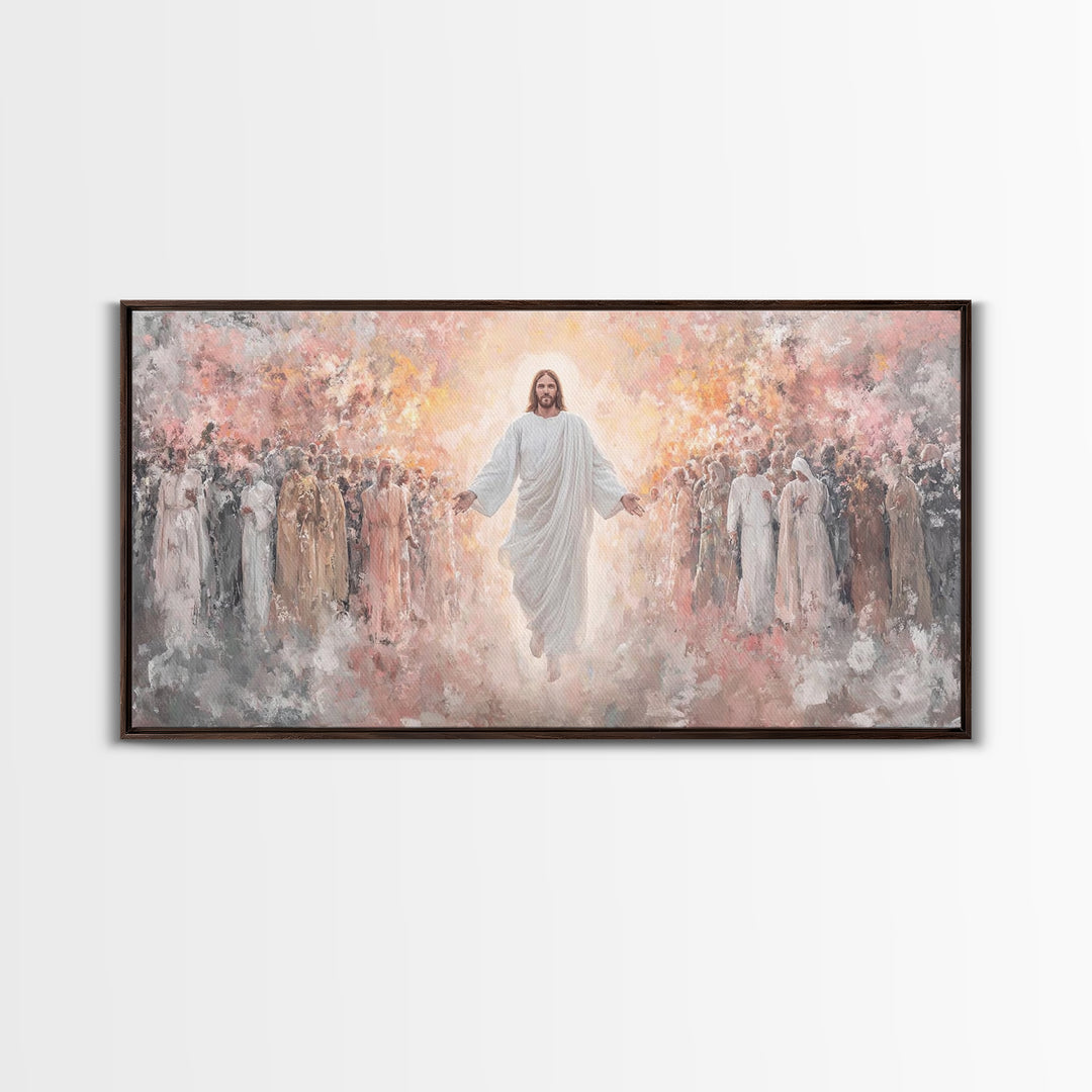 Angels Of Light, Framed Canvas Print, Christian Christmas Art, Christian Wall Art, Jesus Painting Canvas, Christian Art Gift, Christmas Art