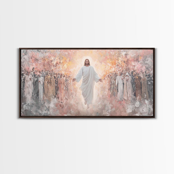 Angels Of Light, Framed Canvas Print, Christian Christmas Art, Christian Wall Art, Jesus Painting Canvas, Christian Art Gift, Christmas Art