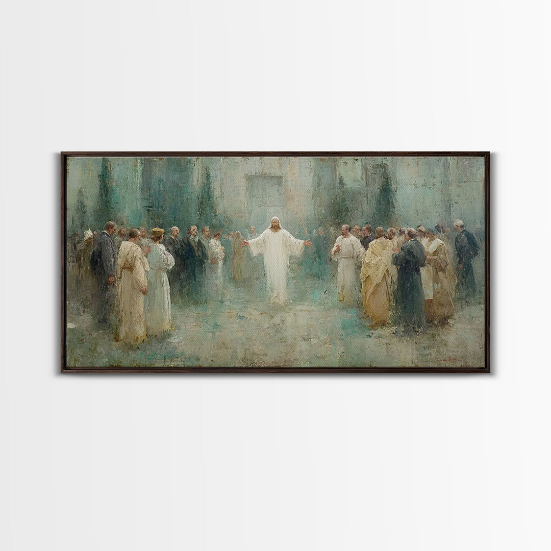 Sacred Dawn, Framed Canvas Print, Christian Wall Art, Minimalist Christian Art, Christian Art Canvas, Jesus Painting Canvas, Christian Chri