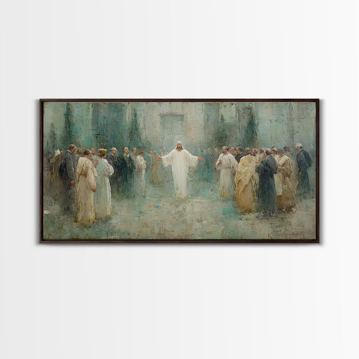 Sacred Dawn, Framed Canvas Print, Christian Wall Art, Minimalist Christian Art, Christian Art Canvas, Jesus Painting Canvas, Christian Chri