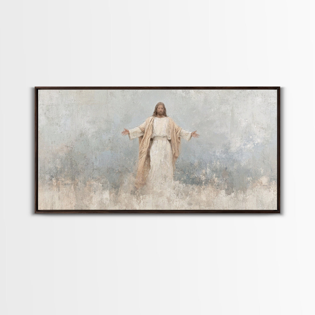 Heavenly Passage | Framed Canvas Print | Christian Art Canvas | Christian Wall Art | Jesus Art Print | Christian Gift | White Christmas Art