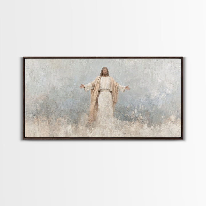 Heavenly Passage | Framed Canvas Print | Christian Art Canvas | Christian Wall Art | Jesus Art Print | Christian Gift | White Christmas Art