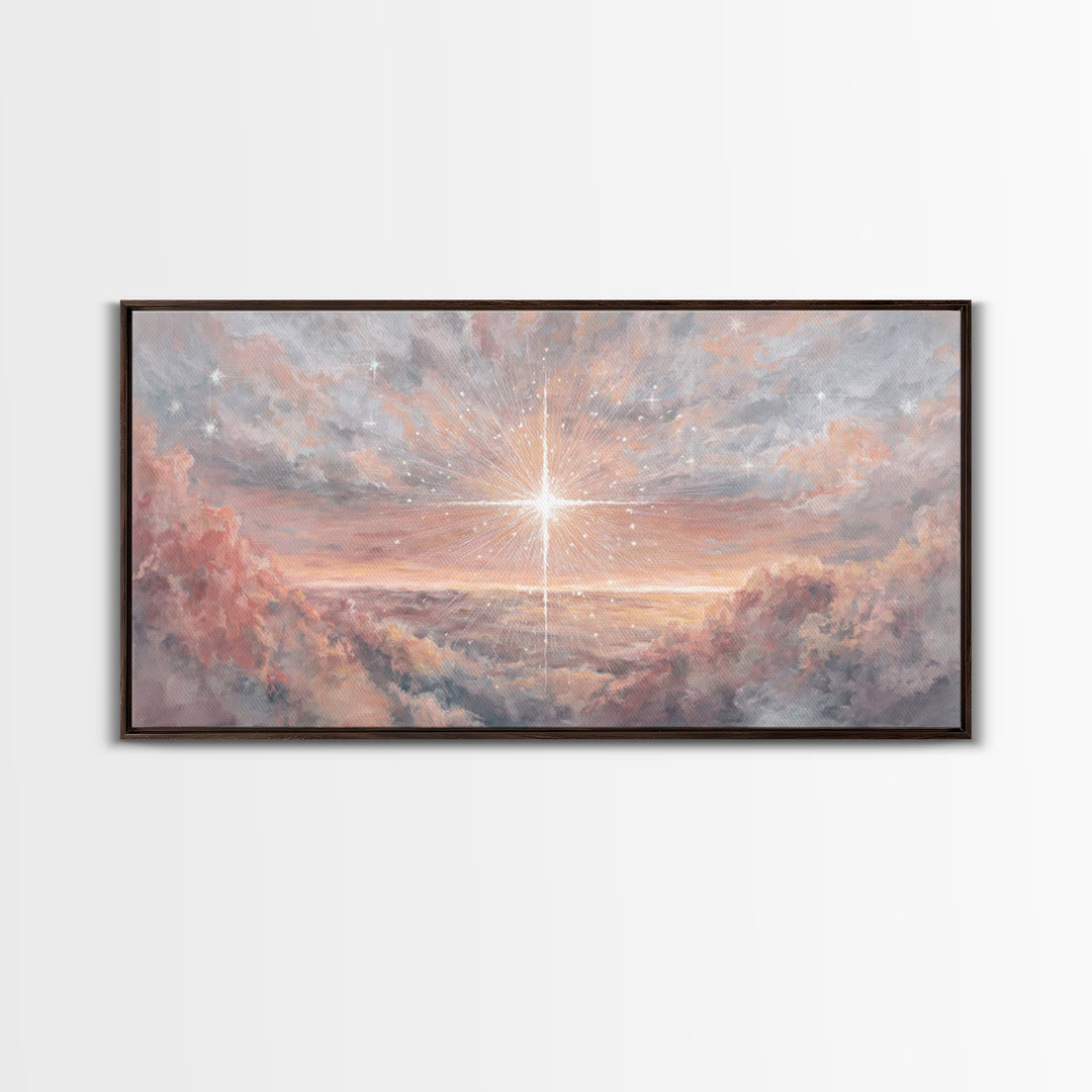 Divine Welcome, Framed Canvas Print, Christian Art Prints, Christian Wall Art, Jesus Painting, Large Christian Painting, Christian Christma