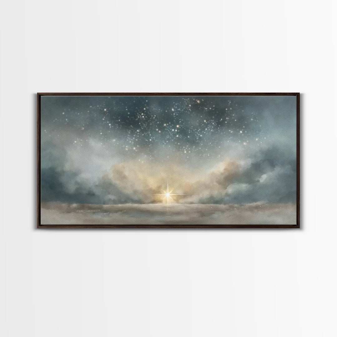 Star Of Promise – Framed Canvas Print – Christian Christmas Art – Christmas Wall Art – Christian Art Canvas – Vintage Christmas Art – Chris