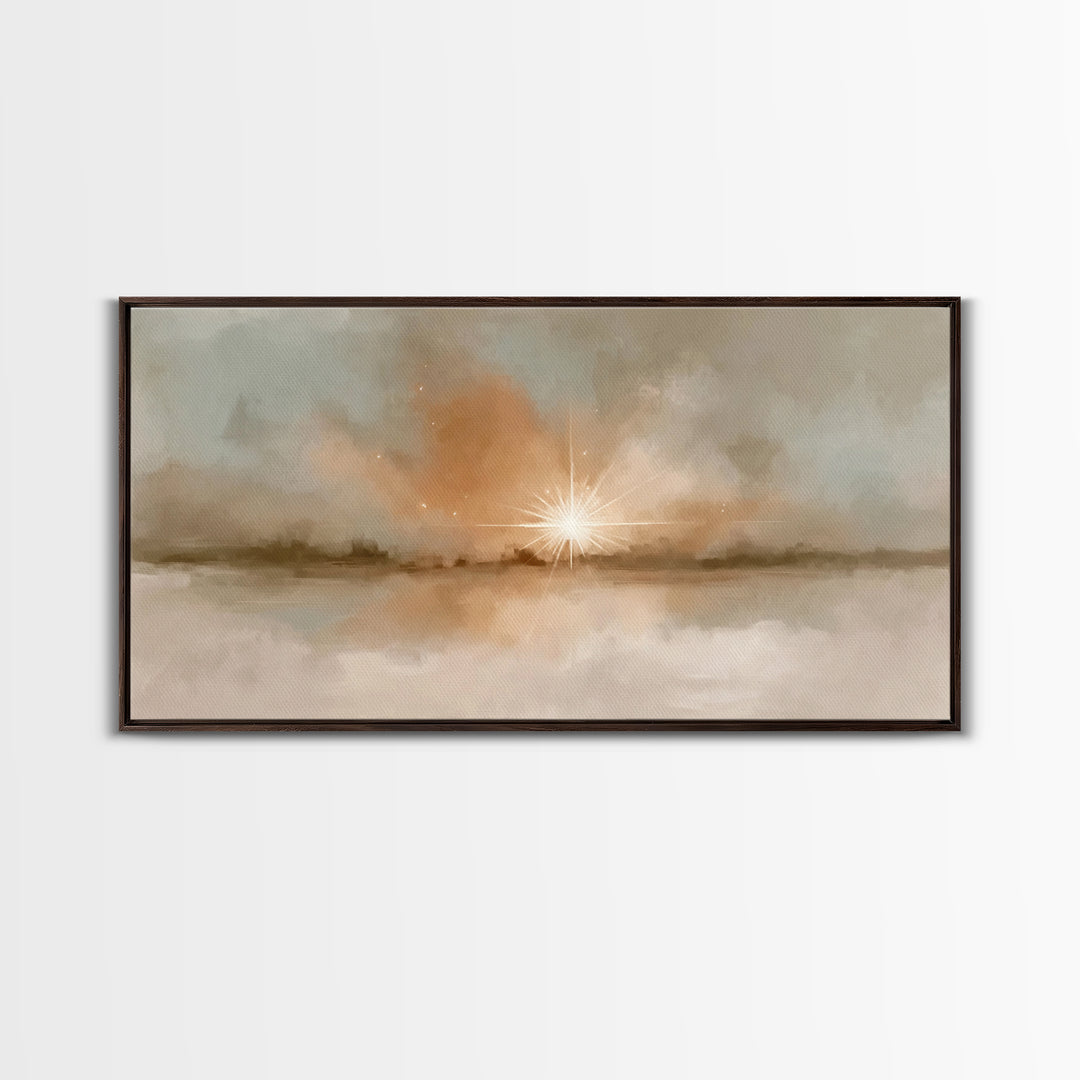 Dawn Star Light – Framed Canvas Print – Christian Wall Art – Christian Art Canvas – Christmas Art – Moody Christmas Art – Christian Decor