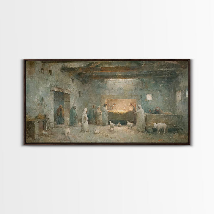 Shepherds Of Light – Framed Canvas Print – Christian Wall Art – Jesus Painting – Christmas Art – Christian Decor – Christian Christmas