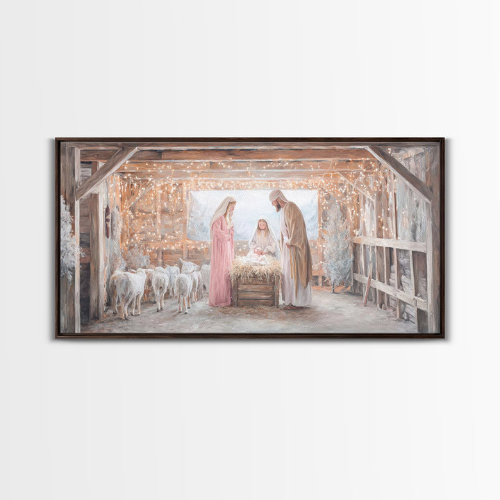 Holy Manger Wonder, Framed Canvas Print, Christian Art Canvas, Jesus Painting, Christmas Wall Art, Christian Christmas Art, Christian Decor