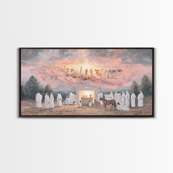 Celestial Birth Grace, Framed Canvas Print, Christian Wall Art, Jesus Painting, Christmas Art, Christian Christmas Art, Christian Decor