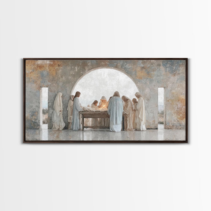 Heavenly Host Dawn | Framed Canvas Print | Christian Art Canvas | Jesus Painting | Christmas Wall Art | Christian Christmas | Christian Dec
