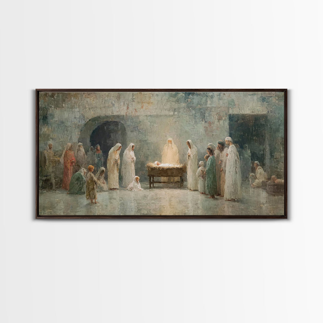Radiant Nativity Calm – Framed Canvas Print – Christian Wall Art – Jesus Art Print – Christmas Art – Christian Christmas – Christian Decor