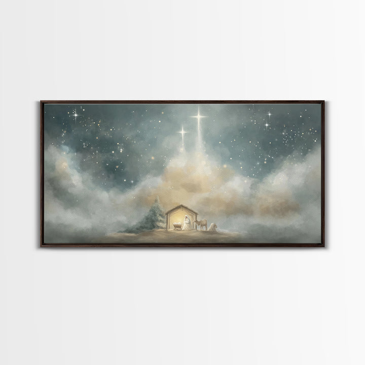 Guiding Star Haven | Framed Canvas Print | Christian Wall Art | Jesus Painting | Christmas Art | Christian Christmas Art | Christian Decor