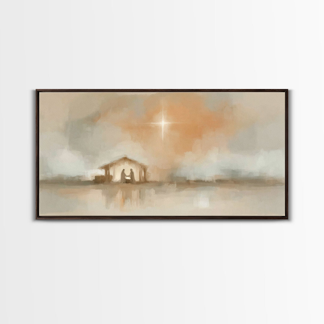 Holy Dawn Light | Framed Canvas Print | Christian Art Canvas | Christian Christmas Art | Modern Christian Art | Jesus Painting | Christmas