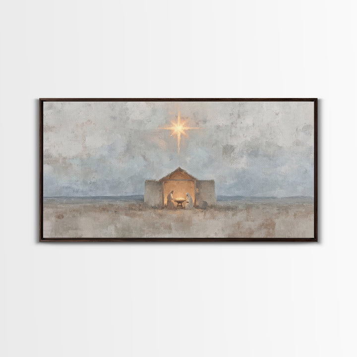 Bethlehem Peace, Framed Canvas Print, Christian Wall Art, Christian Art Canvas, Christmas Art Prints, Jesus Christmas Art, Vintage Christma
