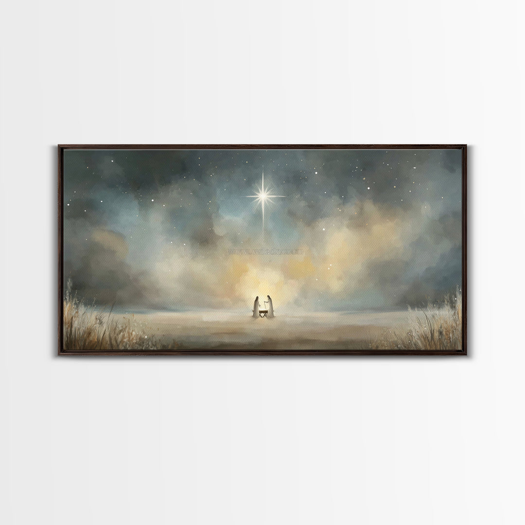 Star Of Emmanuel | Framed Canvas Print | Christian Wall Art | Christian Christmas Art | Christian Art Print | Jesus Painting | Christmas Ca