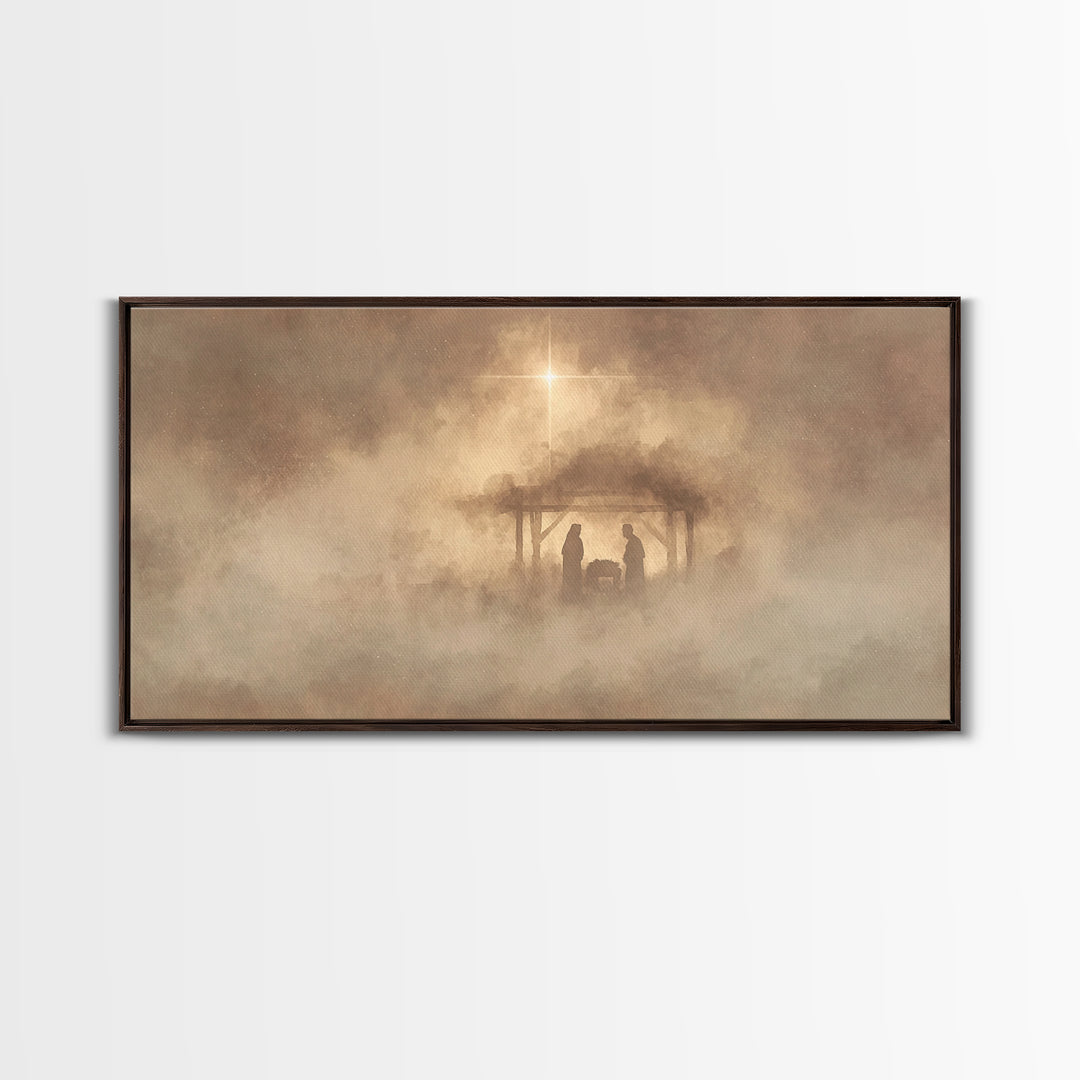 Heavenly Night Sky, Framed Canvas Print, Christian Art Print, Modern Christian Art, Christian Christmas Art, Christian Wall Art, Christmas
