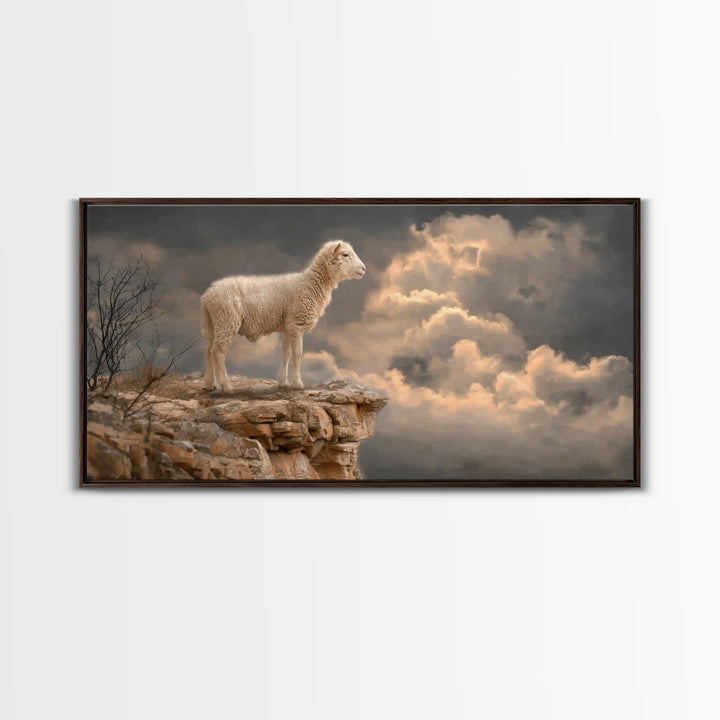 The Lone Shepherd | Framed Canvas Print | Christian Art Painting | Christian Wall Art | Christian Art Print | Moody Christian Art | Pastora