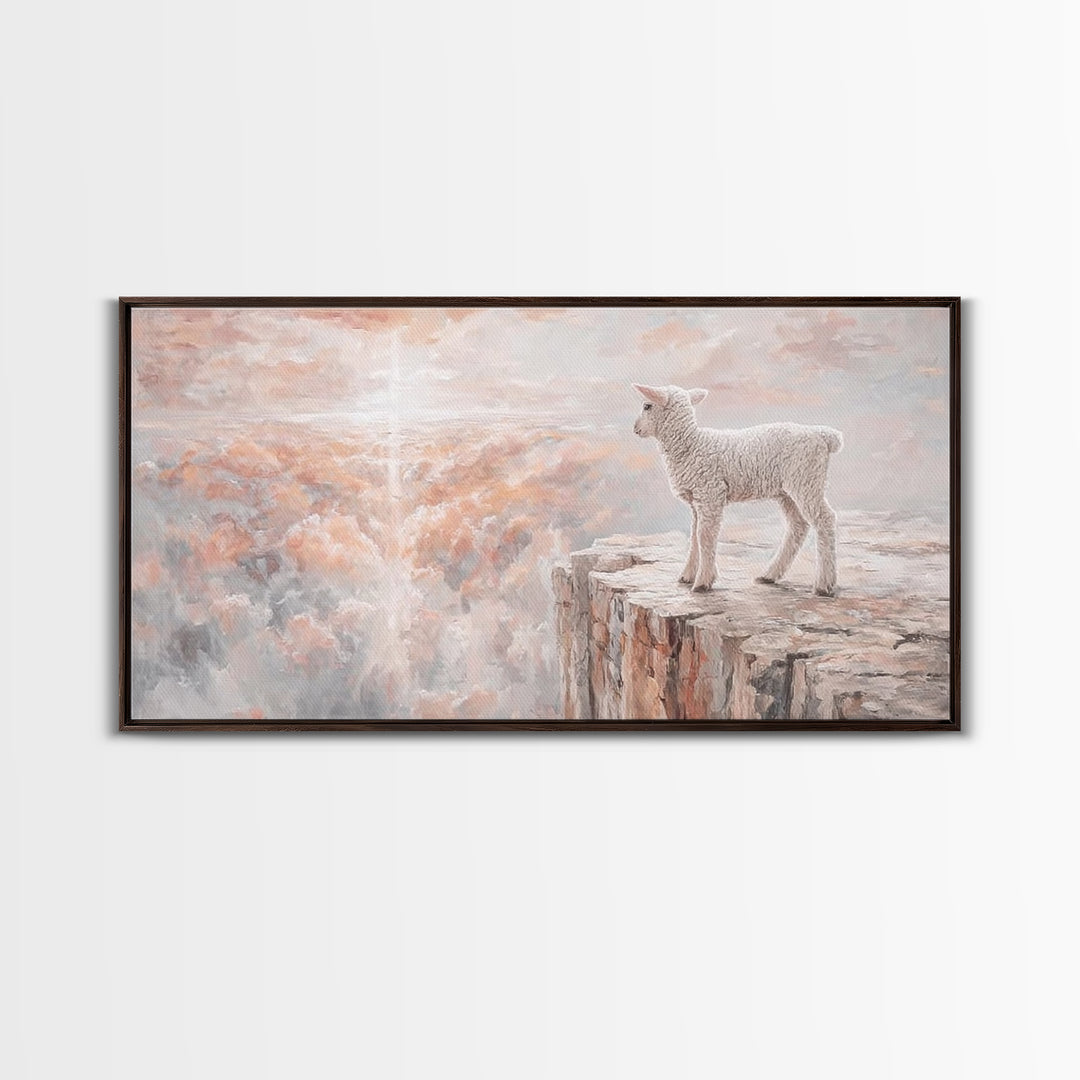 Heavenly Lamb - Framed Canvas Print - Christian Wall Art - Christian Art Canvas - Pastoral Scenery - Christian Christmas Art - Christian De