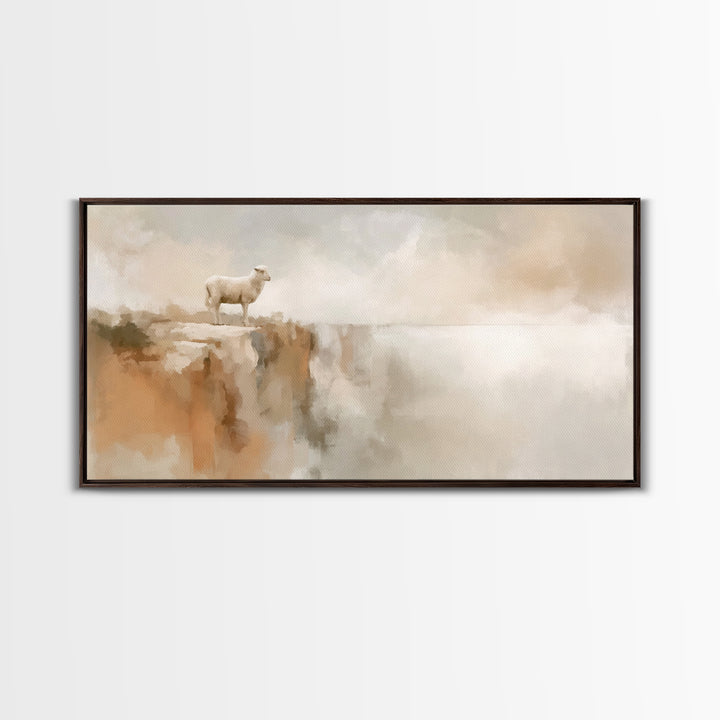 Quiet Cliff Light - Framed Canvas Print - Christian Art Canvas - Christian Christmas Art - Christian Wall Art - Modern Christian Art - Chri