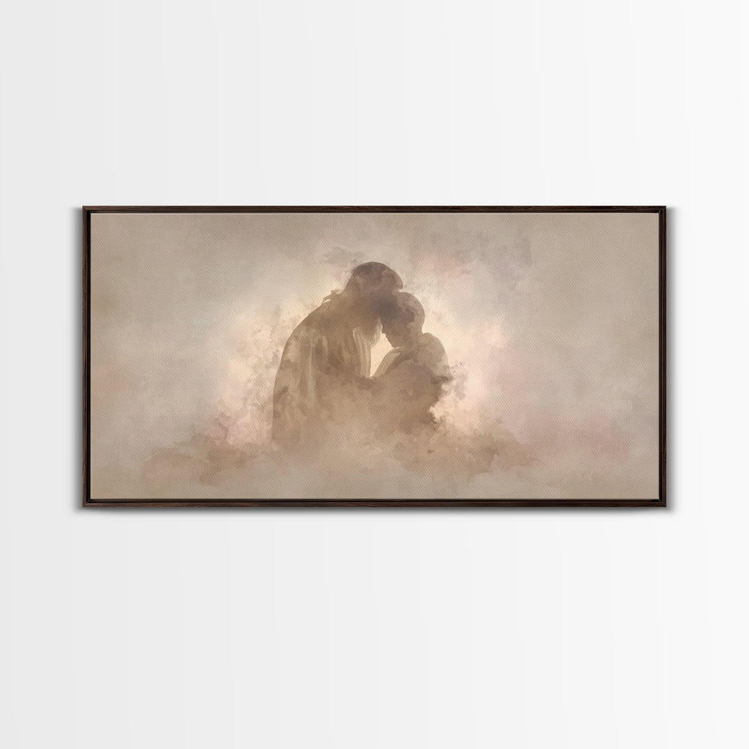 Sacred Comfort - Framed Canvas Print - Christian Art Canvas - Jesus Art Print - Christian Wall Art - Christmas Art Work - Christian Decor