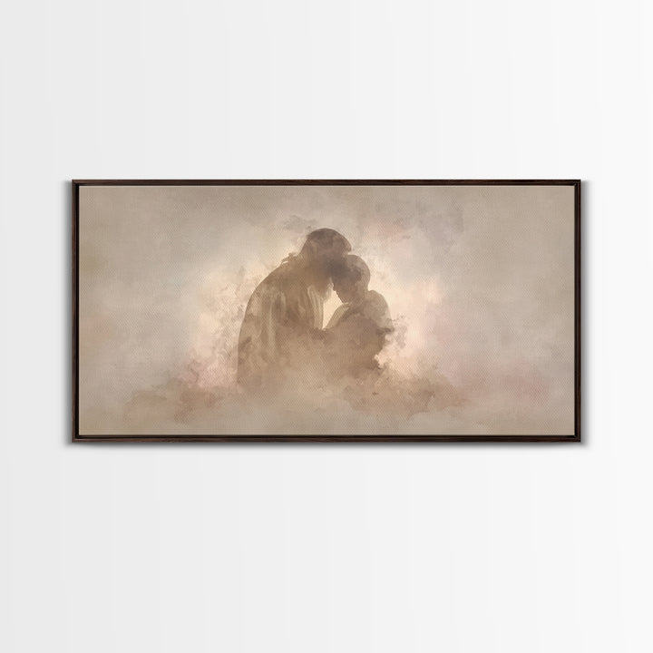 Sacred Comfort - Framed Canvas Print - Christian Art Canvas - Jesus Art Print - Christian Wall Art - Christmas Art Work - Christian Decor
