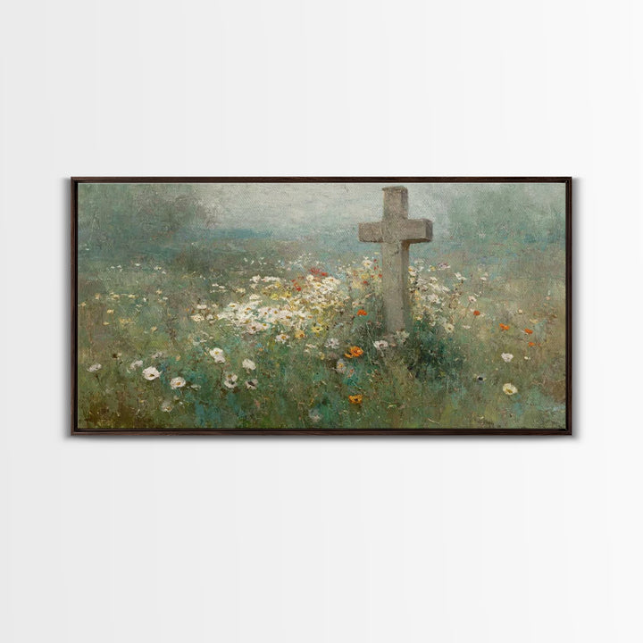 Field Of Redemption – Framed Canvas Print – Christian Art Print – Large Christian Painting – Christian Decor – Christian Wall Art – Unique