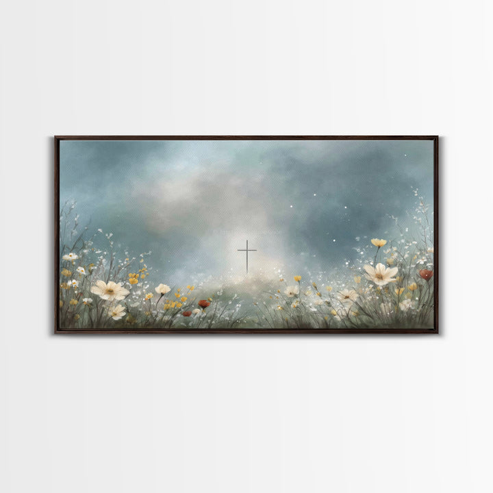 Heavenly Meadow – Framed Canvas Print – Christian Art – Jesus Painting – Christian Art Canvas – Subtle Christian Art – Christian Wall Art