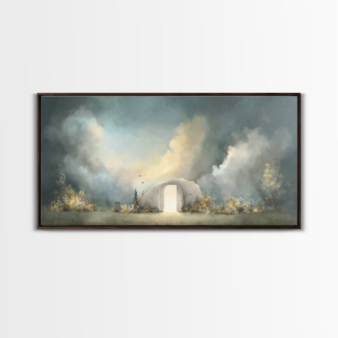 Empty Tomb Glory – Framed Canvas Print – Christian Art Canvas – Christian Wall Art – Christian Painting – Moody Christian Art – Christian D