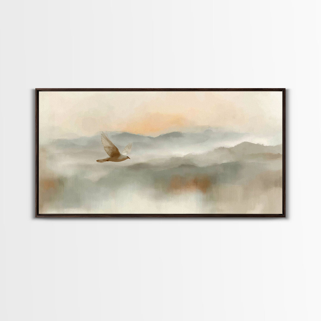 Soft Flight Grace – Framed Canvas Print – Subtle Christian Art – Christian Art Gift – Christian Art Print – Minimalist Christian Art