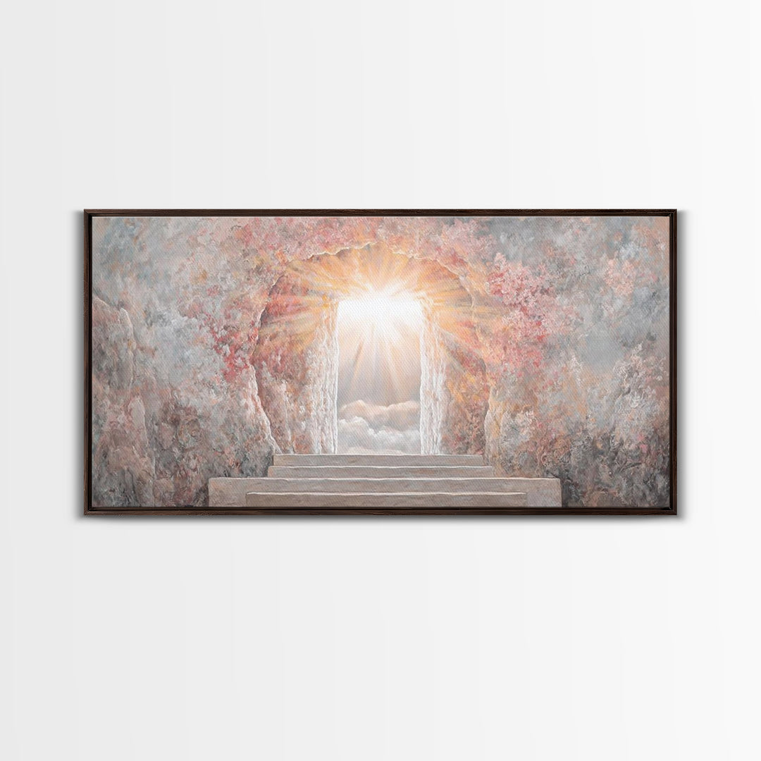 Radiant Tomb Light – Framed Canvas Print – Christian Wall Art – Christian Art Canvas – Jesus Painting – Christian Christmas Art