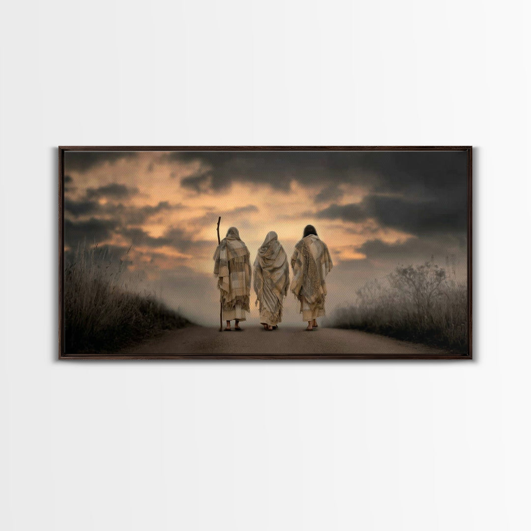 Evening Disciples Journey – Framed Canvas Print – Christian Painting – Jesus Canvas Art – Christian Wall Art – Christian Decor