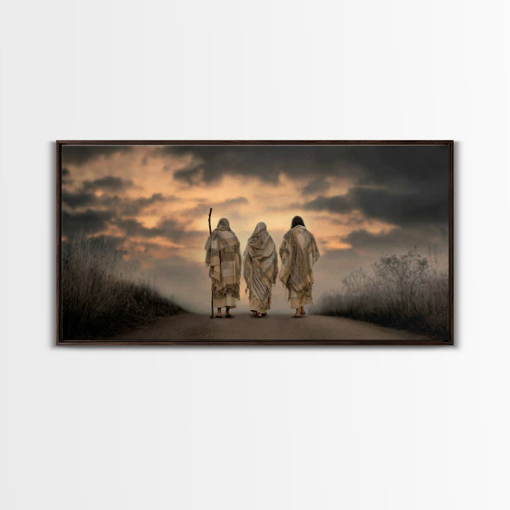 Evening Disciples Journey – Framed Canvas Print – Christian Painting – Jesus Canvas Art – Christian Wall Art – Christian Decor