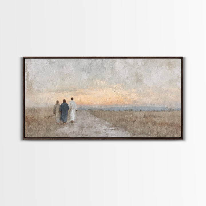Soft Horizon Walk, Framed Canvas Print, Christian Wall Art, Christian Art Print, Jesus Painting, Christian Canvas Art, Christian Gift