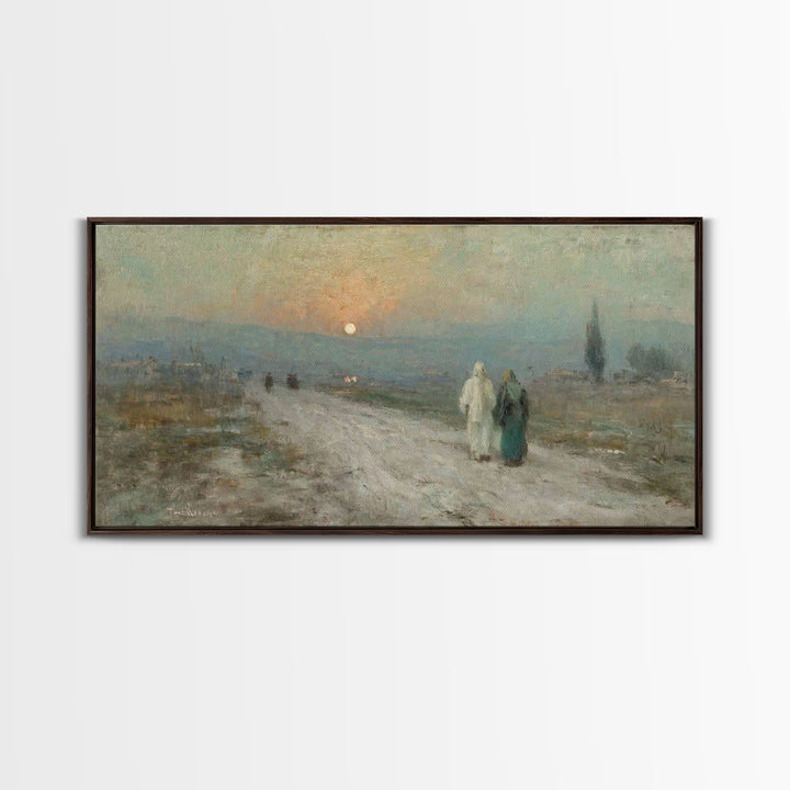 Sunset Pilgrim Road | Framed Canvas Print | Christian Wall Art | Jesus Painting | Christian Art Canvas | Christian Gift Ideas
