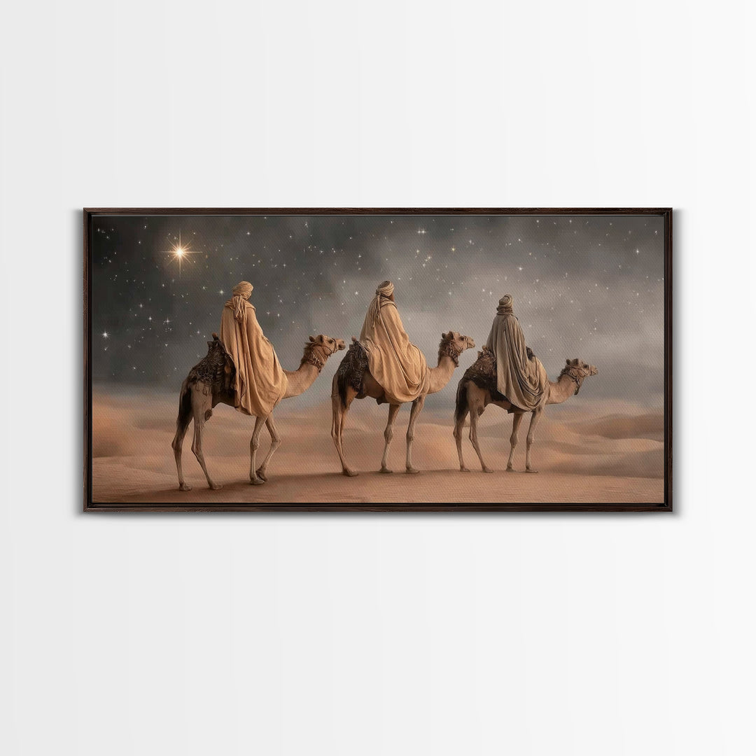 Night of Kings, Framed Canvas Print, Christian Christmas Art, Christian Wall Art, Christmas Canvas Wall Art, Moody Christmas Art, Christian
