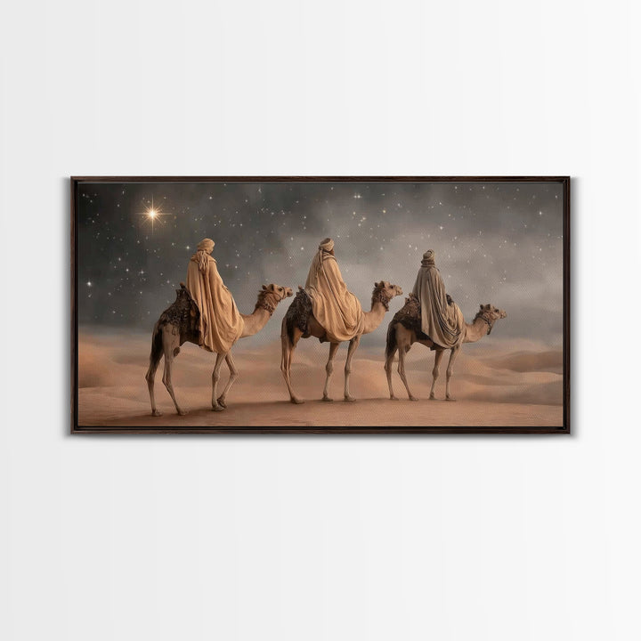 Night of Kings, Framed Canvas Print, Christian Christmas Art, Christian Wall Art, Christmas Canvas Wall Art, Moody Christmas Art, Christian