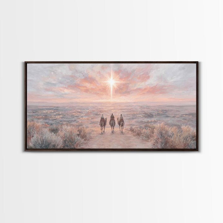 Radiant Star Path, Framed Canvas Print, Christian Art Canvas, Christmas Wall Art, Christian Christmas Decor, Modern Christian Art, Subtle C