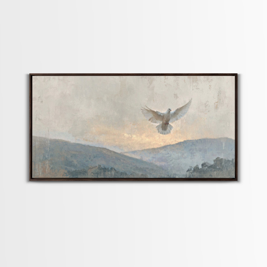 Heavenly Dove – Framed Canvas Print – Christian Wall Art – Christian Art Canvas – Christian Painting – Christmas Art – Christian Decor