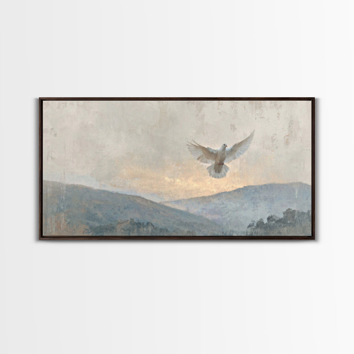 Heavenly Dove – Framed Canvas Print – Christian Wall Art – Christian Art Canvas – Christian Painting – Christmas Art – Christian Decor