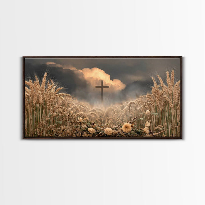 Harvest Cross – Framed Canvas Print – Christian Wall Art – Christian Art Prints – Christian Art Canvas – Christian Decor – Christian Painti