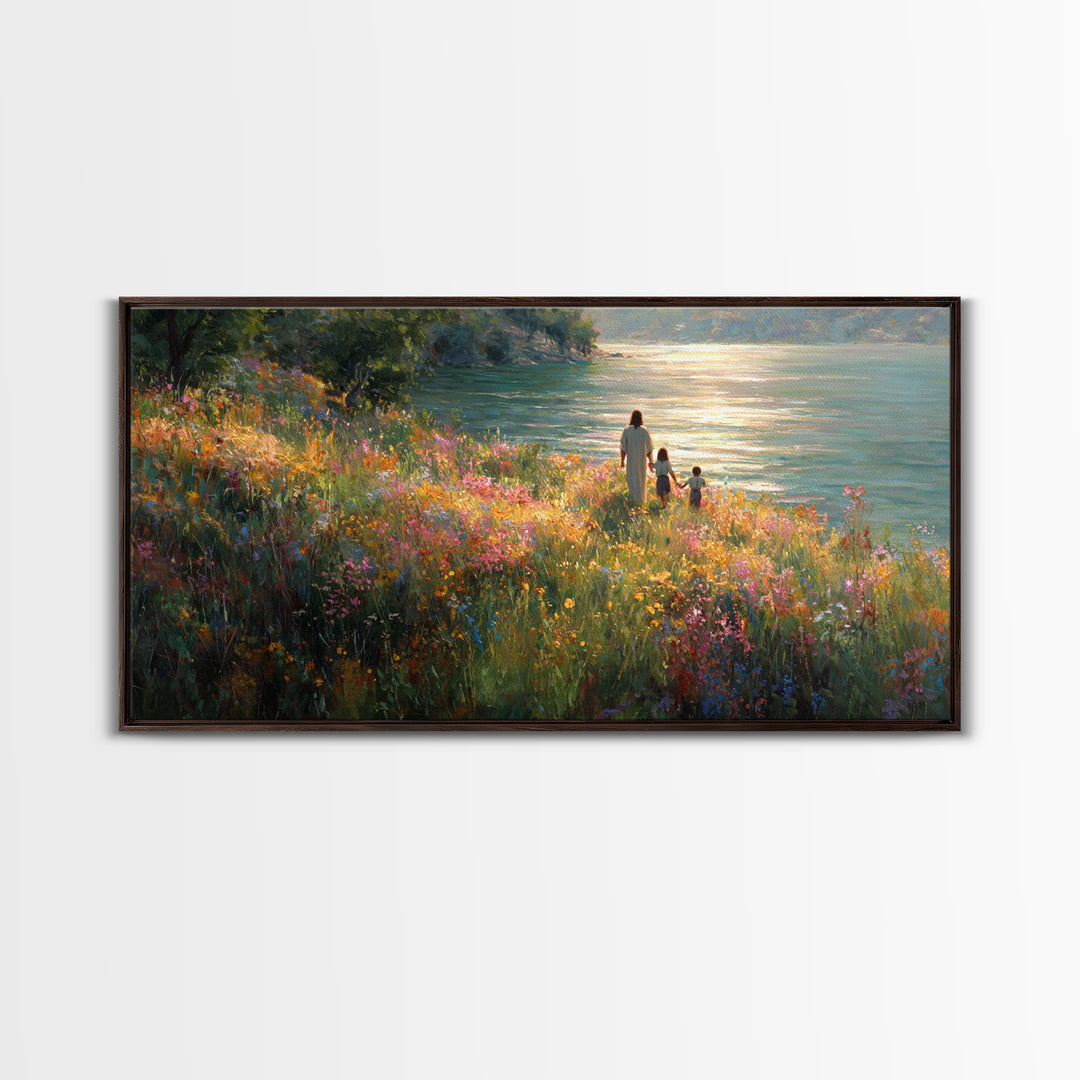Riverlight Promise – Framed Canvas Print – Christian Wall Art – Christian Art Canvas – Jesus Painting – Christian Christmas Art – Christian
