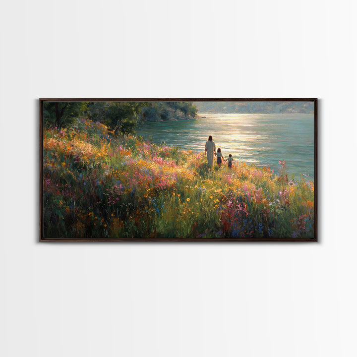 Riverlight Promise – Framed Canvas Print – Christian Wall Art – Christian Art Canvas – Jesus Painting – Christian Christmas Art – Christian