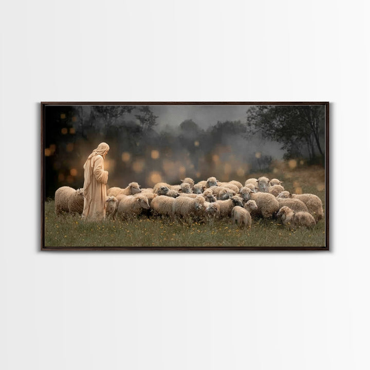 Shepherd’s Vigil – Framed Canvas Print – Jesus Painting – Christian Wall Art – Christian Christmas Art – Christian Art Canvas – Moody Chris