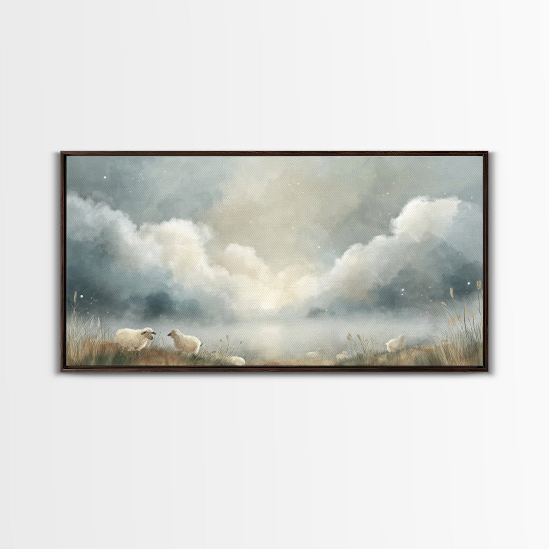 Silent Flock Light – Framed Canvas Print – Christian Wall Art – Christian Art Canvas – Christian Art – Subtle Christian Art – Christmas Art