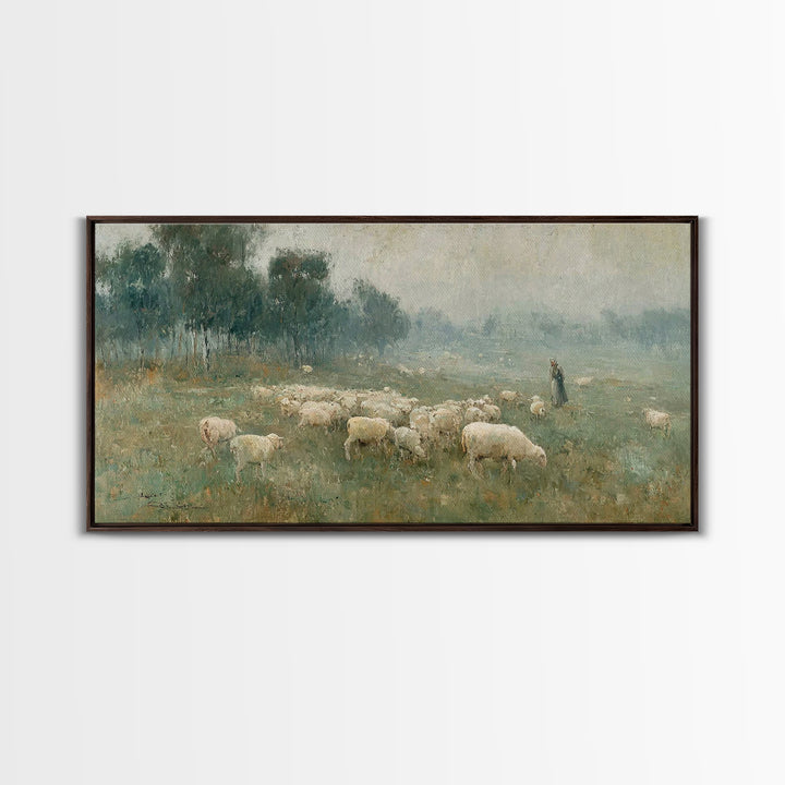 Shepherd’s Field – Framed Canvas Print – Christian Wall Art – Christian Art – Christian Art Canvas – Vintage Christian Art – Christian Deco