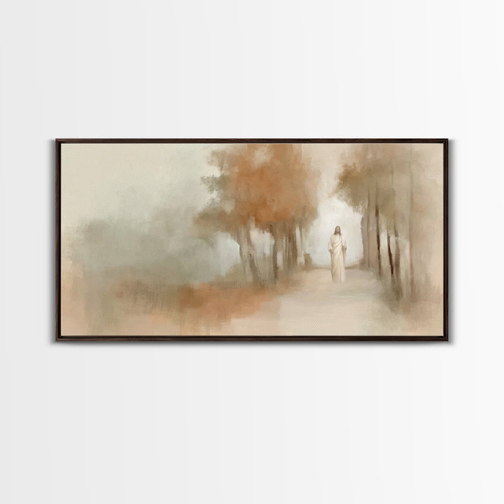 Gentle Shepherd Walk – Framed Canvas Print – Christian Art Print – Christmas Art – Jesus Painting – Christian Decor – Christian Wall Art