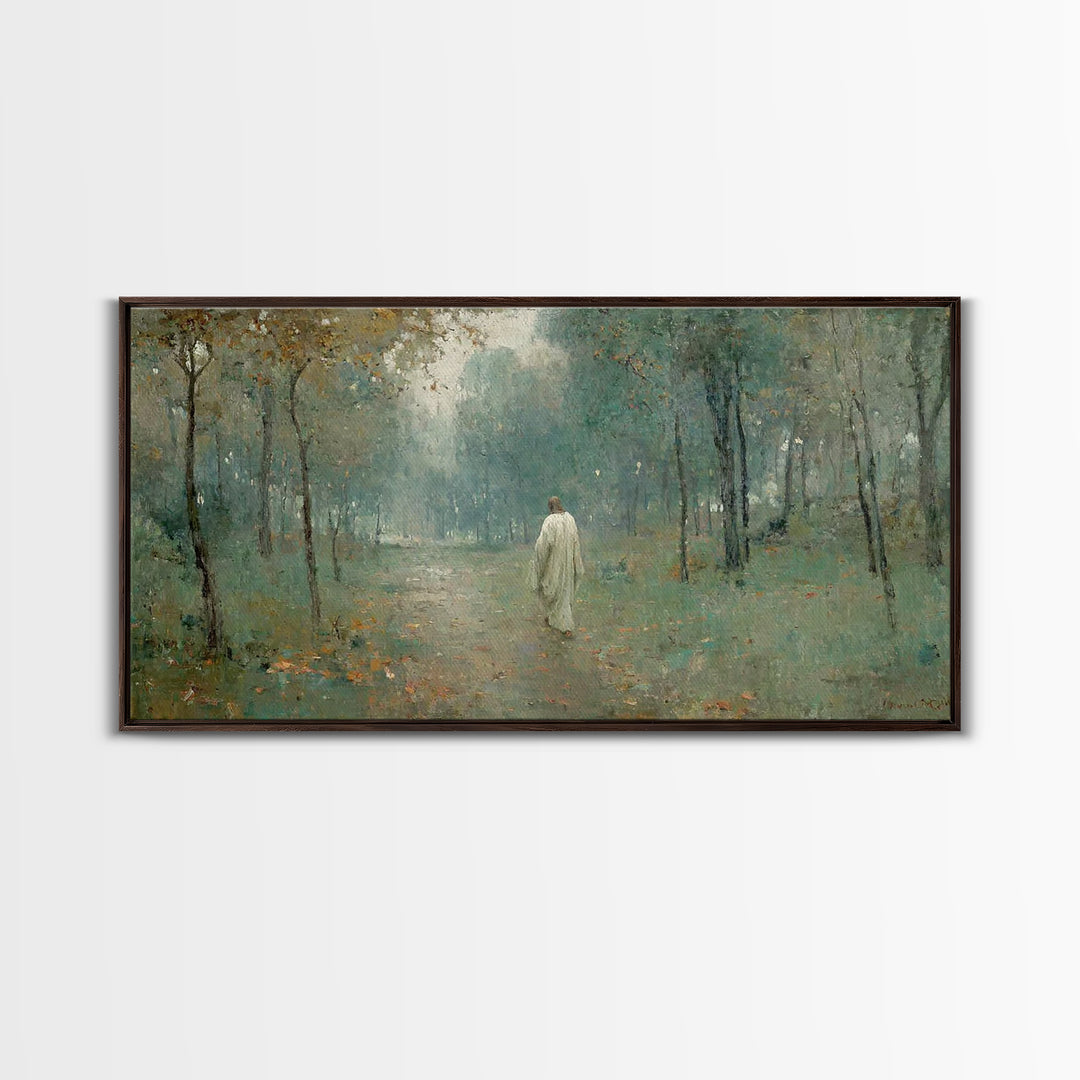 Heavenly Woodland – Framed Canvas Print – Christian Art Canvas – Christian Christmas Art – Jesus Painting – Christian Wall Art – Jesus Art