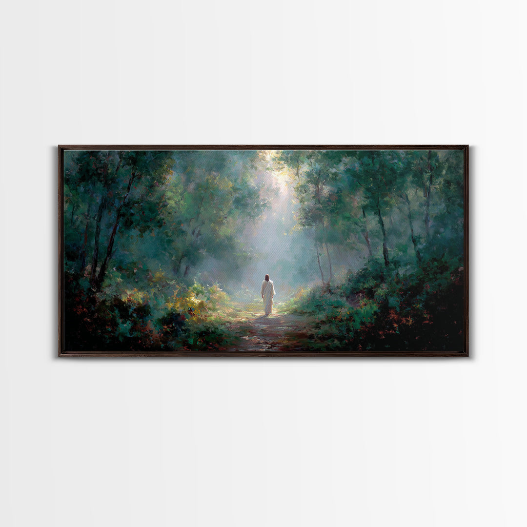 Sacred Morning Walk – Framed Canvas Print – Christmas Art – Christian Art Canvas – Christian Decor – Jesus Painting – Christian Wall Art