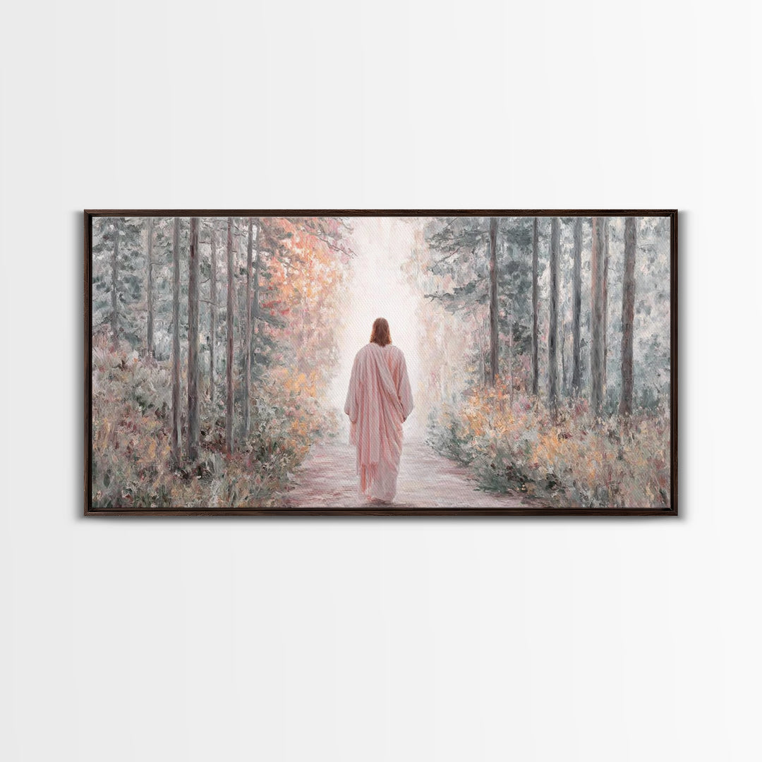 Forest Messiah Light – Framed Canvas Print – Jesus Painting – Christian Art Canvas – Christmas Wall Art – Christian Gift – Christian Art