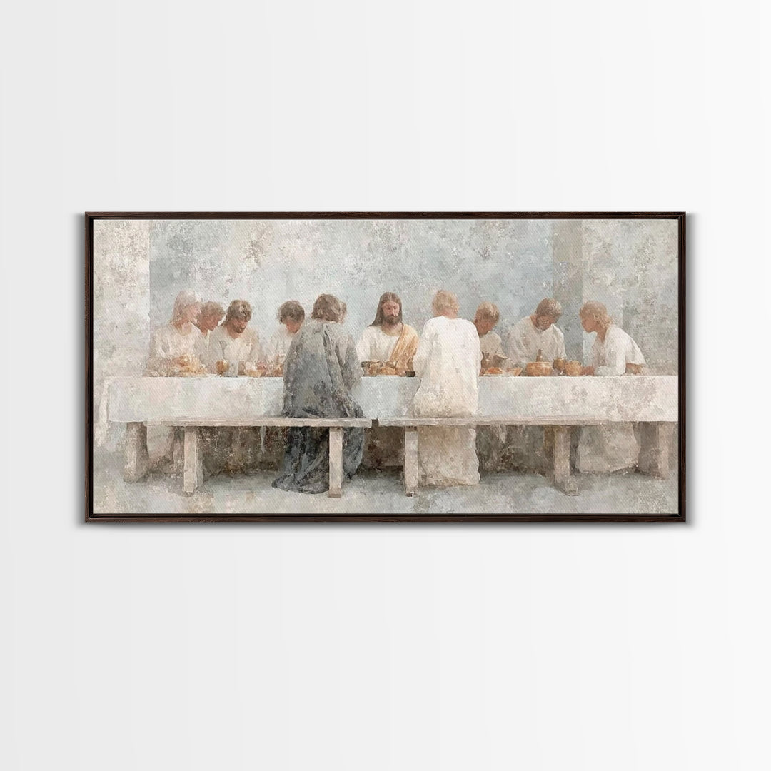 Sacred Supper Stillness – Framed Canvas Print – Christian Wall Art – Christian art canvas – vintage Christian art – Christian Art Print – J
