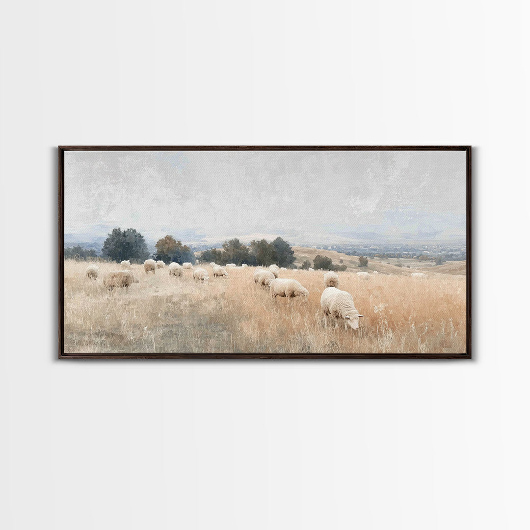 Pastoral Light, Framed Canvas Print, Christian Art Canvas, Jesus Painting, Christian Wall Art, Christmas Art, Christian Gift